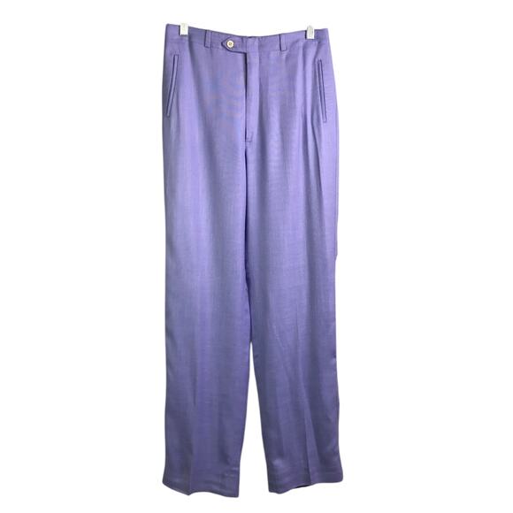 Barry Bricken Pants Womens Sz US 12 Lavender Wool Classic Trouser Pleated Front - Picture 1 of 8